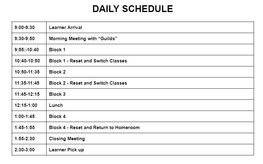 daily schedule