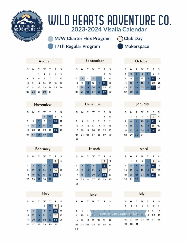 Calendar Wild Hearts Adventure Co